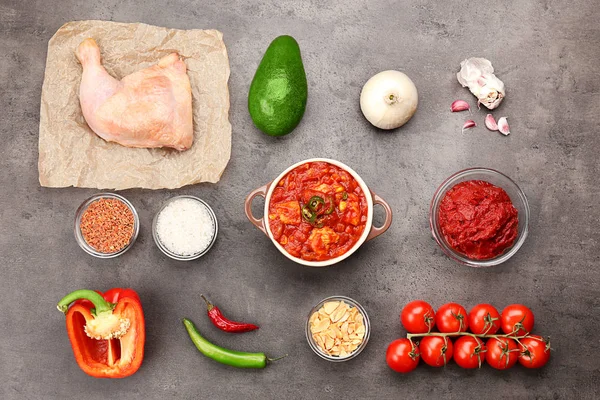 Composition with delicious turkey chili and ingredients