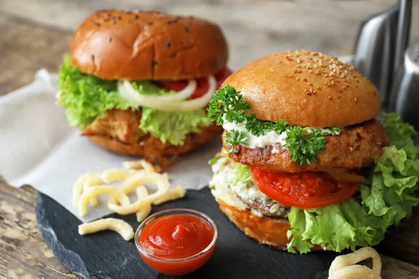 Tasty turkey burgers — Stock Photo, Image