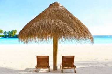 Şezlong ve şemsiye deniz Beach Resort