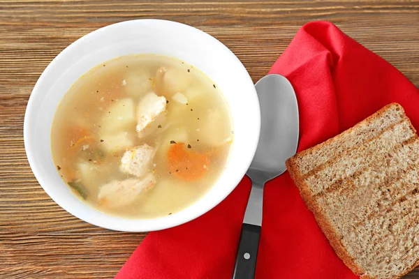 Bowl with tasty soup — Stock Photo, Image