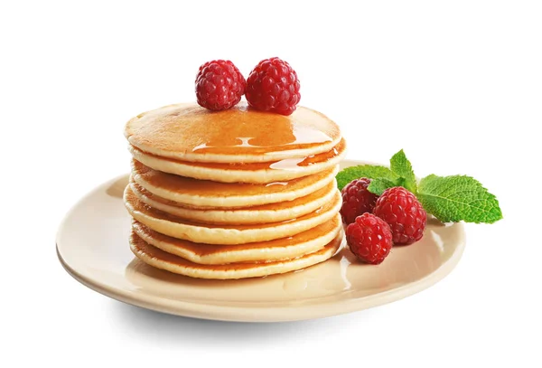 Plate with delicious pancakes — Stock Photo, Image