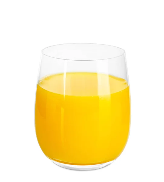 Glass of fresh orange juice on white background — Stock Photo, Image