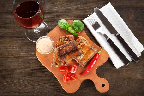 Delicious ribs served — Stock Photo, Image