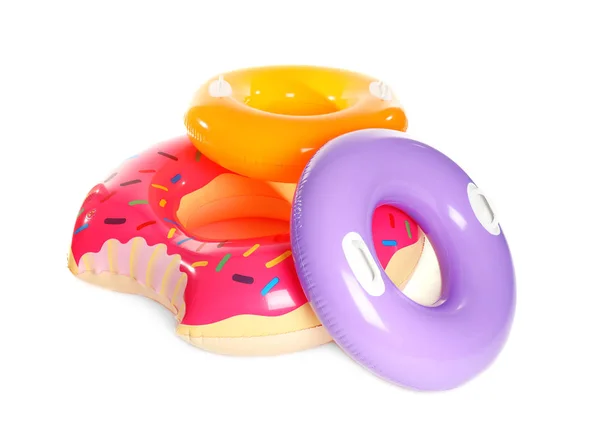 Three inflatable swim rings isolated on white — Stock Photo, Image