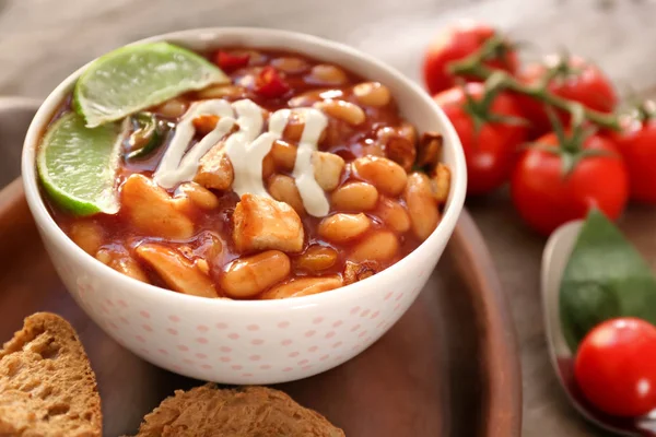 Pyszne indyka chili w misce — Zdjęcie stockowe