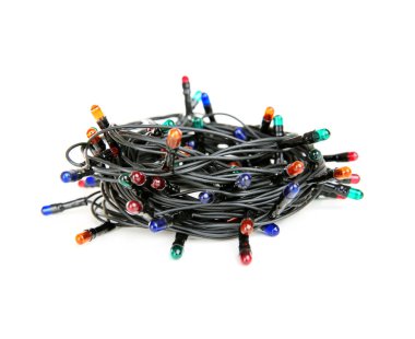 Beyaz arkaplanda Noel ışıkları