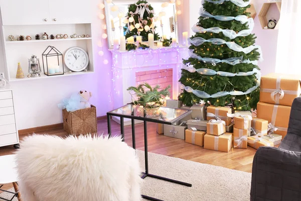 Vánoční interiér obývacího pokoje — Stock fotografie