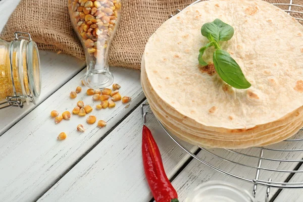 Delicious tortillas on table — Stock Photo, Image