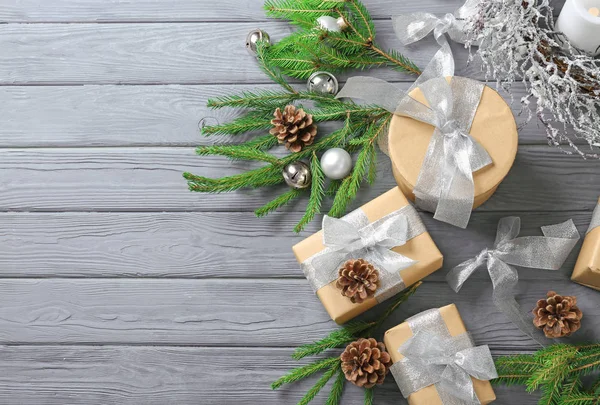 Christmas composition with gift boxes — Stock Photo, Image