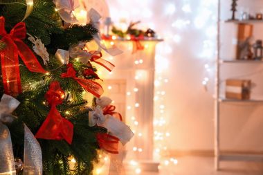 Noel için dekore edilmiş köknar ağacı