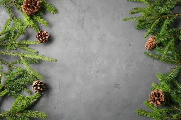 Christmas ram från fir grenar med kottar — Stockfoto