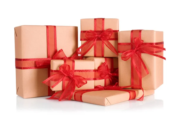 Composizione natalizia con scatole regalo — Foto Stock