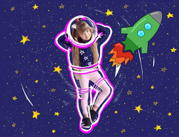 Sevimli küçük kız ve çizim alanının arka plan