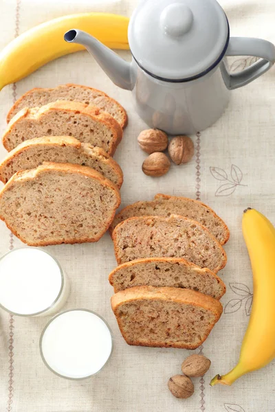 Gesneden brood van de banaan — Stockfoto