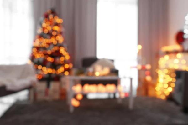 Woonkamer met kerstboom — Stockfoto