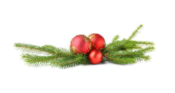 전나무 나무와 크리스마스 장식 싸구려 — 스톡 사진