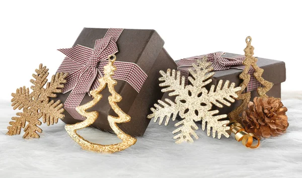 Christmas composition with gift boxes — Stock Photo, Image