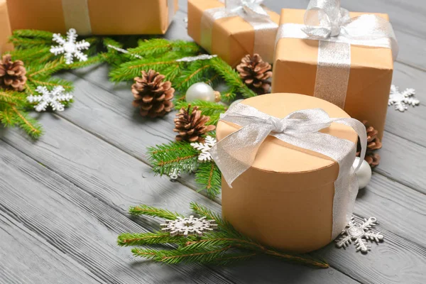 Christmas composition with gift boxes — Stock Photo, Image