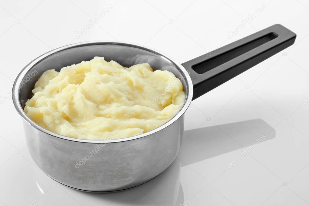 Pot with mashed potatoes