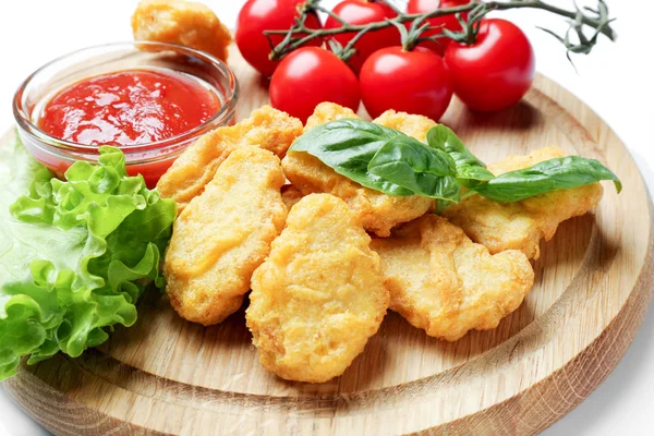 Ízletes nuggets, és a mártással — Stock Fotó