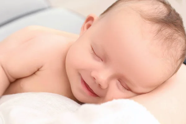 Cute sleeping newborn baby, closeup — Stock Photo, Image