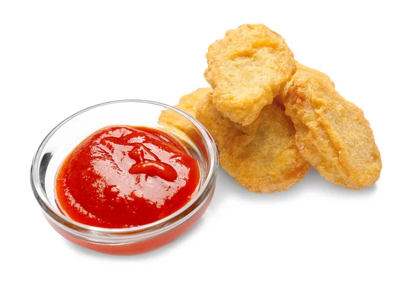 Ízletes nuggets, és a mártással — Stock Fotó