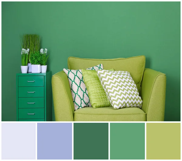 Tavolozza con colore verde — Foto Stock