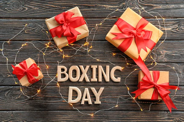 Boxing Day πρότυπο με δώρο — Φωτογραφία Αρχείου