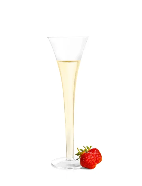 Delicious wine with strawberries — Stock Photo, Image