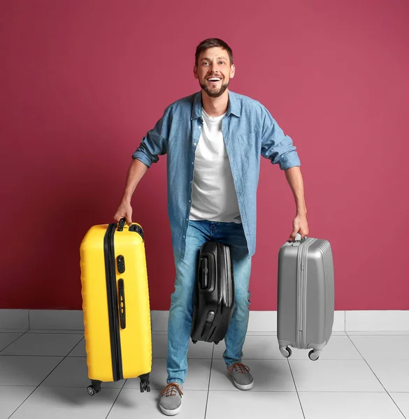 Man with overweight luggage