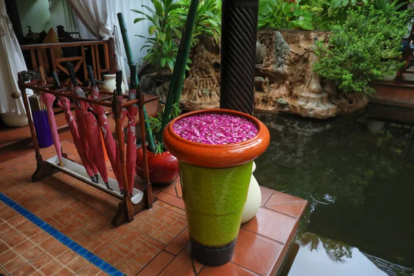 Hermoso jardín en el resort asiático — Foto de Stock