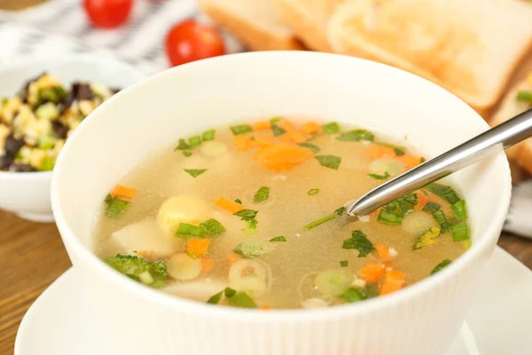 Plate with tasty soup — Stock Photo, Image
