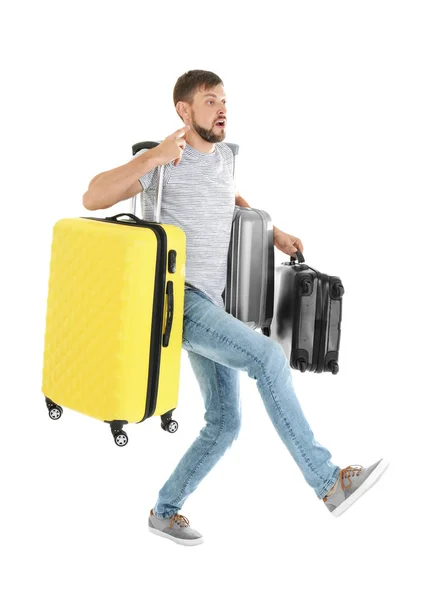 Людина з багажем з надмірною вагою — стокове фото