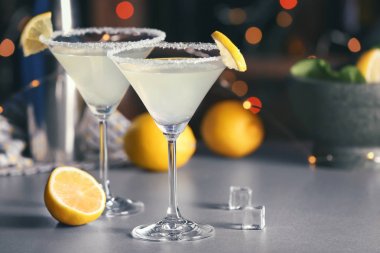Glasses of lemon drop martini clipart