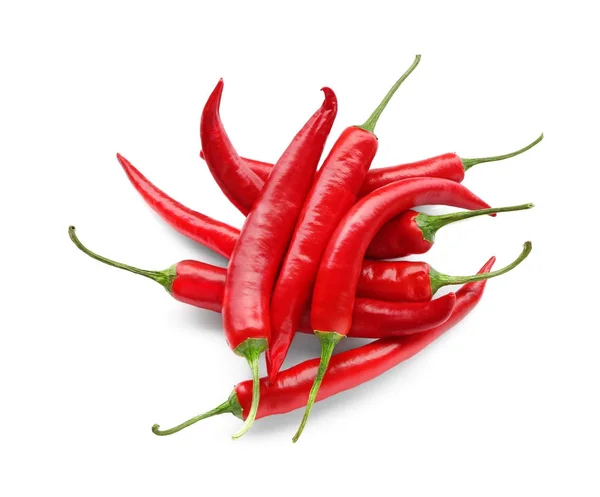 Chili peppers on white background — Stock Photo, Image