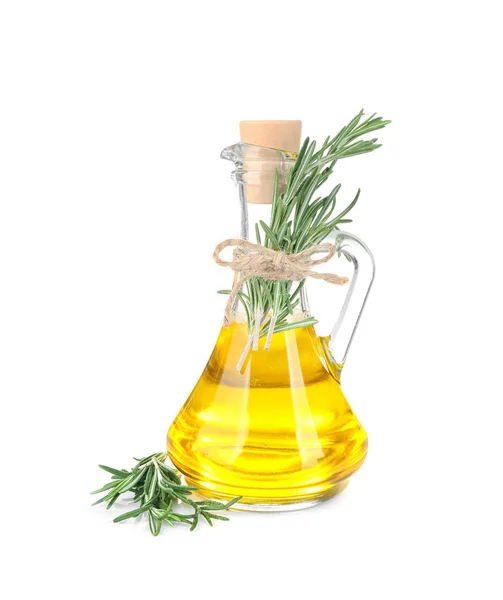 Jug with rosemary oil and herb — Stock Photo, Image