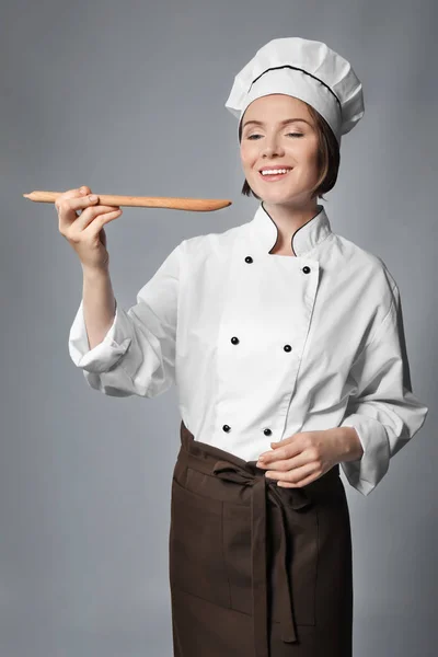Female chef with spatula — Stock Photo, Image