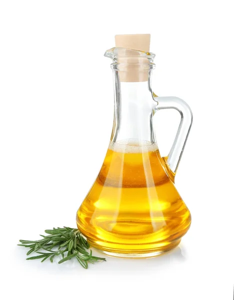 Jug with rosemary oil and herb — Stock Photo, Image