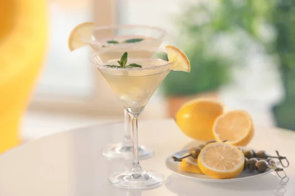 Glasses of lemon drop martini — Stock Photo, Image