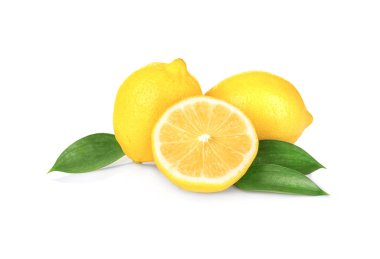 Beyaz arkaplanda taze limonlar
