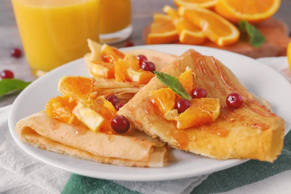 Delicious pancakes with orange — Stock Photo, Image