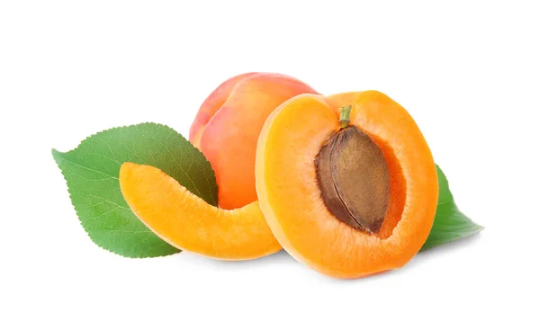 Fresh apricots on white background — Stock Photo, Image