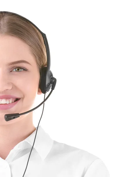 Junge Frau mit Headset — Stockfoto