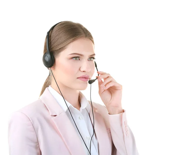 Jonge vrouw met headset — Stockfoto