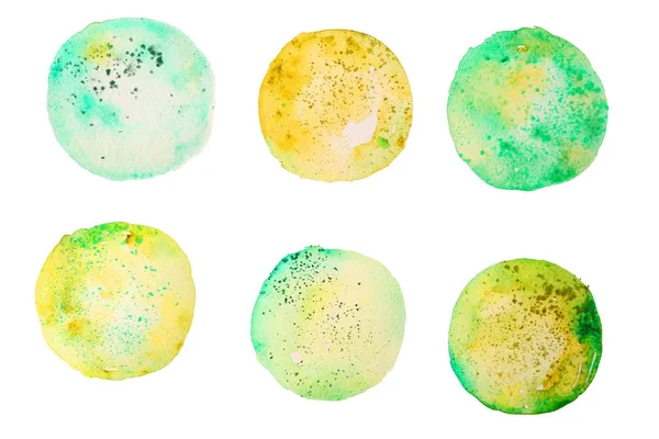 Green watercolor paint in shape of circles on white background — Stock Photo, Image