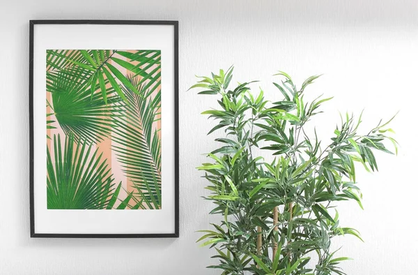 Картина тропічного листя і кімнатного рослини — стокове фото