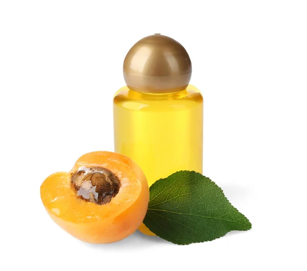 Apricot oil with fresh fruit — Stock Photo, Image