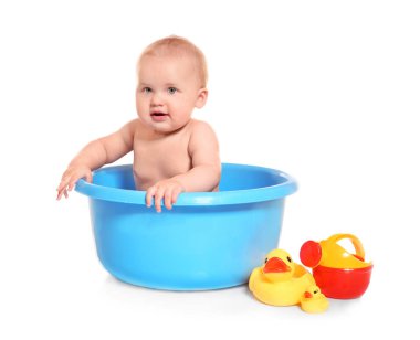 Şirin Bebek Banyo Havzası beyaz zemin üzerine yıkama