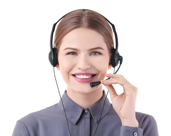 Jonge vrouw met headset — Stockfoto