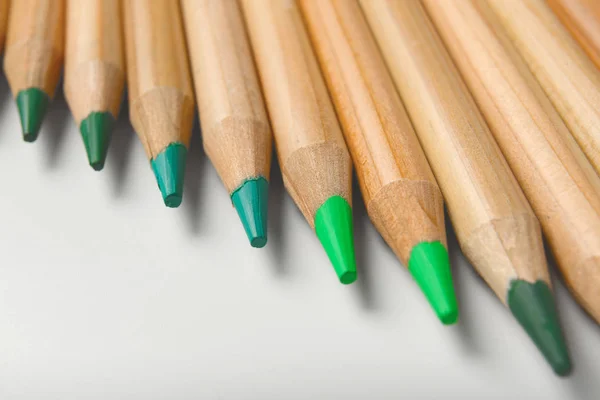 Pencils of green shades on white background — Stock Photo, Image